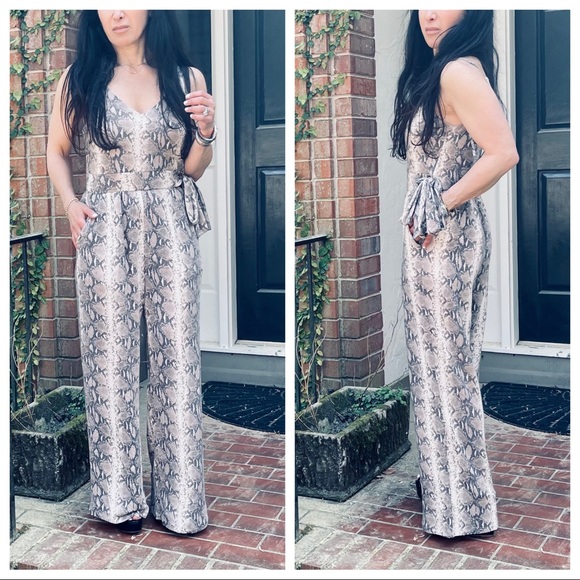 #01 Snakeskin print Wide leg tank jumpsuit - Picture 11 of 15